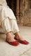 Red Leather Khussa For Ladies EC8925