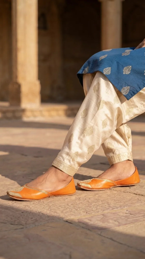 Orange Leather Khussa For Ladies EC8926