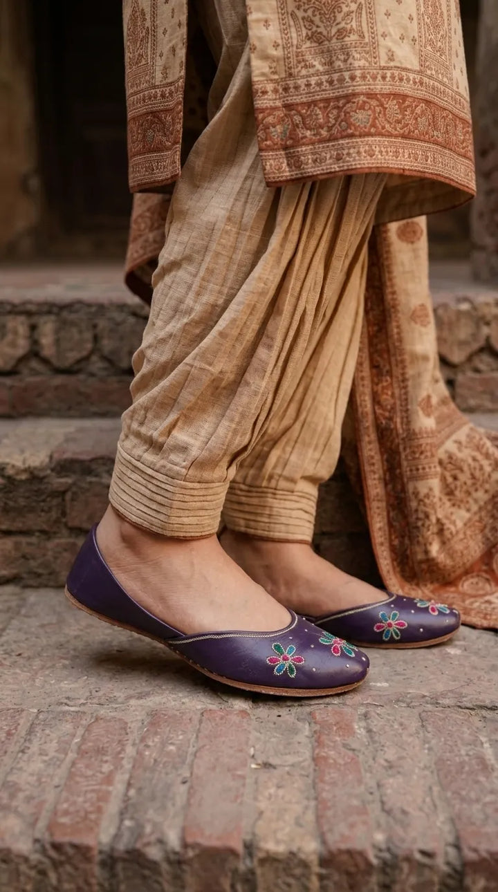 Purple Leather Khussa For Ladies EC8940