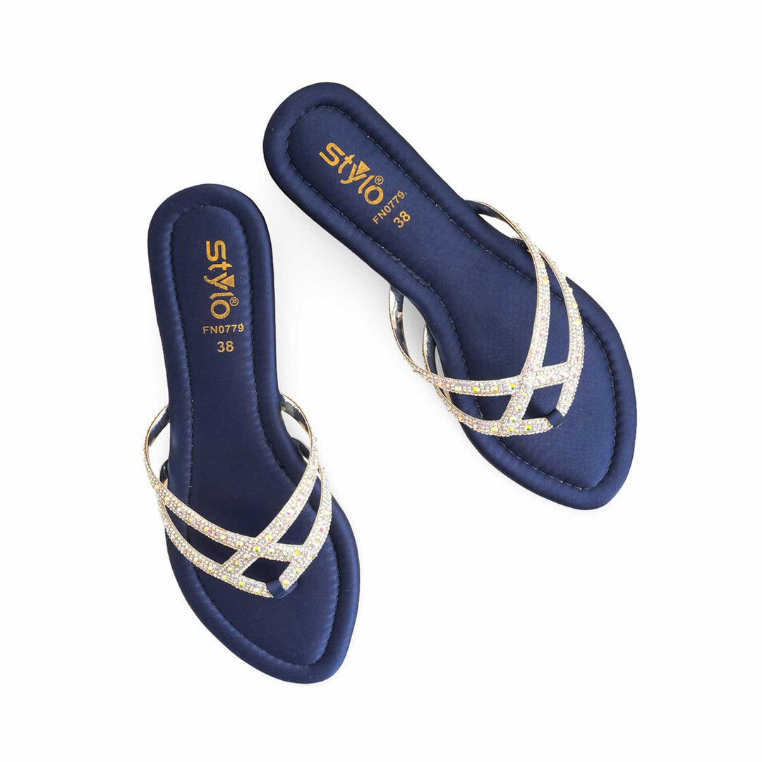 Blue Fancy Chappal For Women FN0779