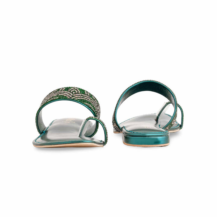 Green Fancy Chappal For Women FN0783
