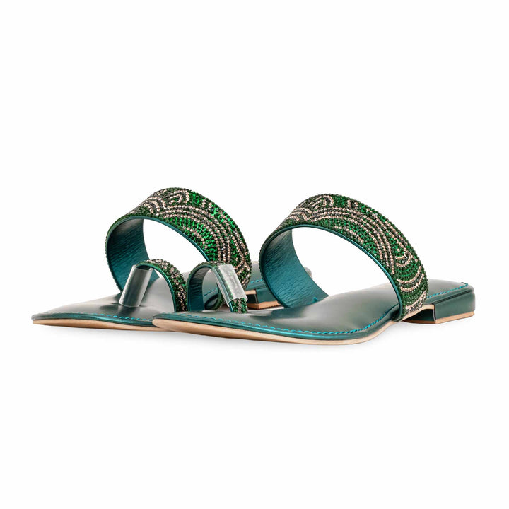 Green Fancy Chappal For Women FN0783