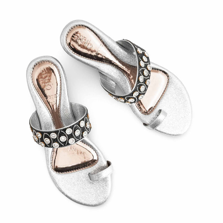 Grey Fancy Chappal For Women FN0793