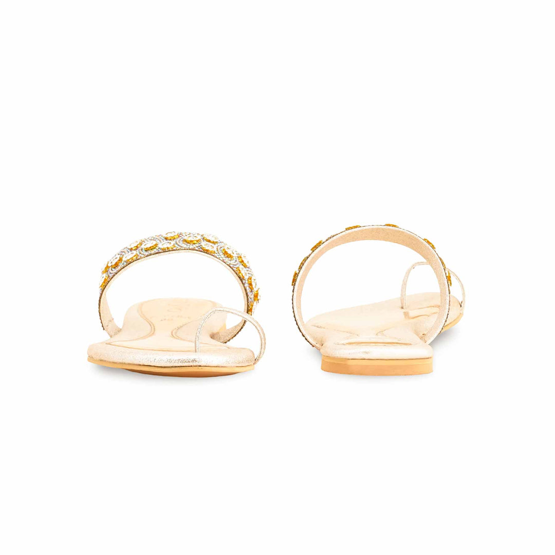 Golden Fancy Chappal For Women FN0793
