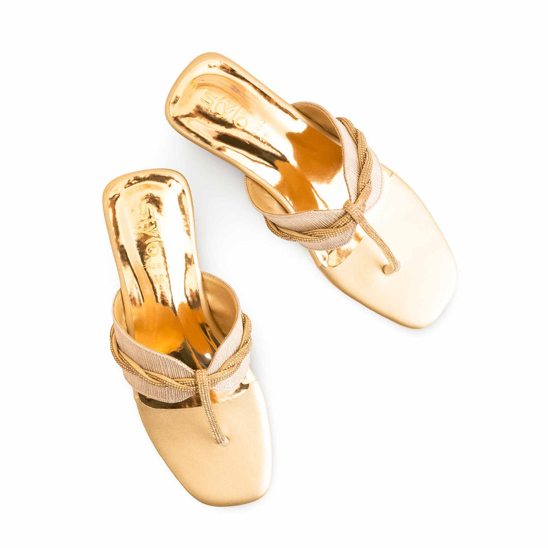 Golden Fancy Chappal For Ladies FN0803