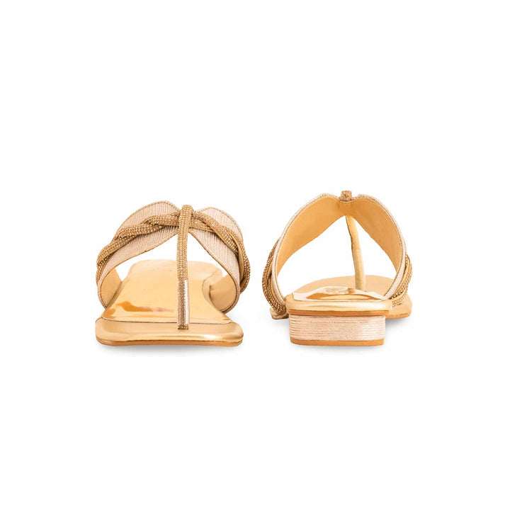 Golden Fancy Chappal For Ladies FN0803