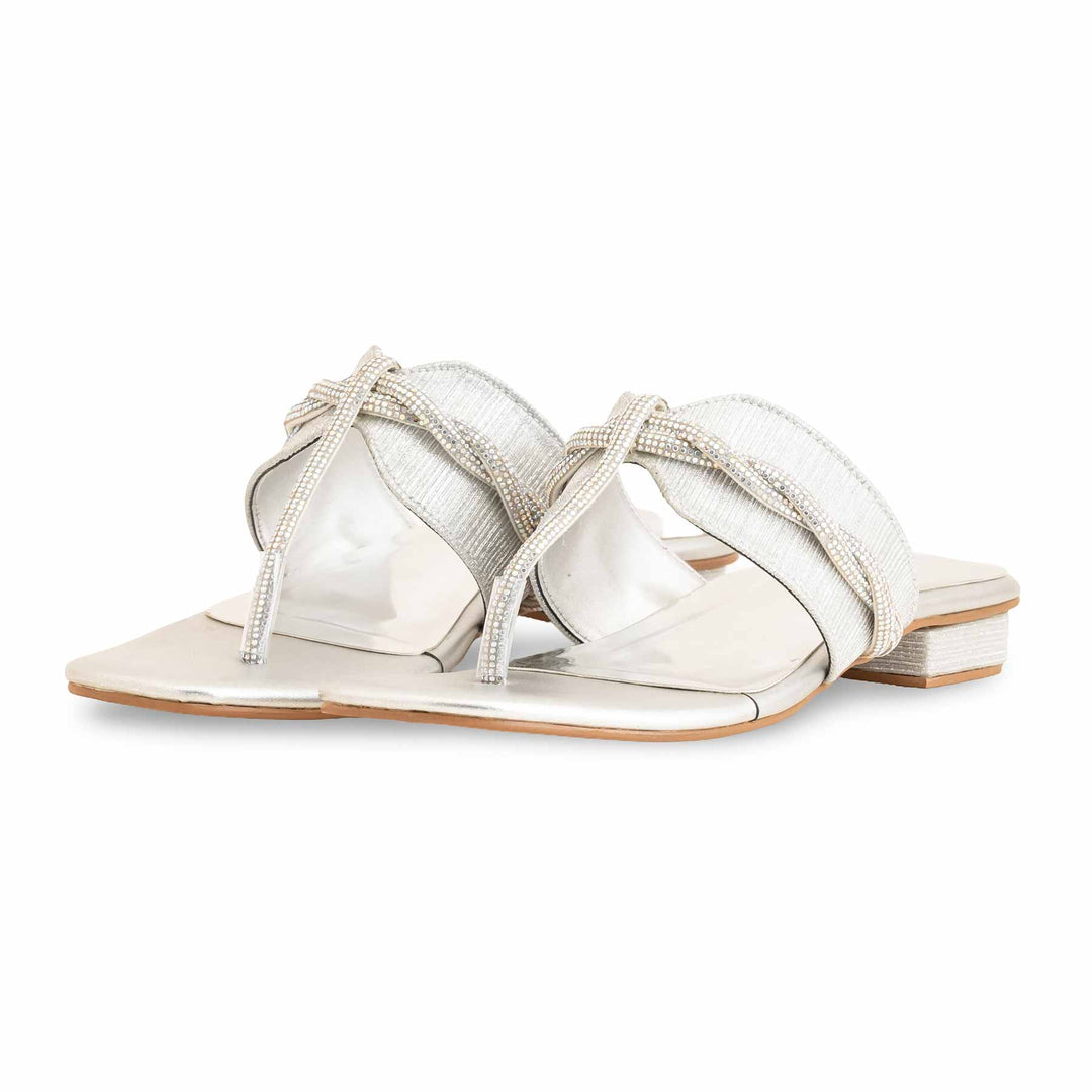 Silver Fancy Chappal For Ladies FN0803