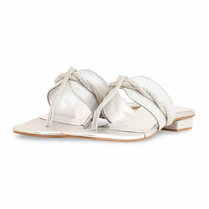 Silver Fancy Chappal For Ladies FN0803