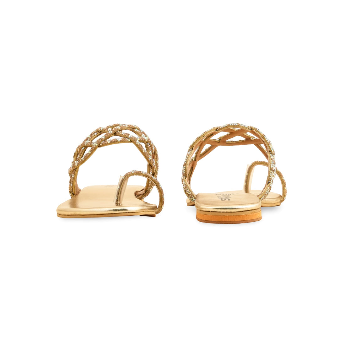Golden Fancy Chappal For Women FN0804