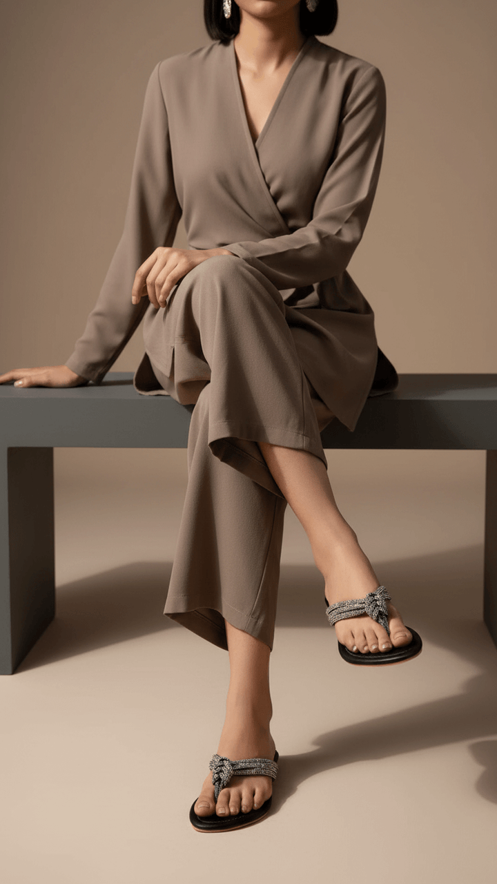 Black Fancy Chappal FN0808