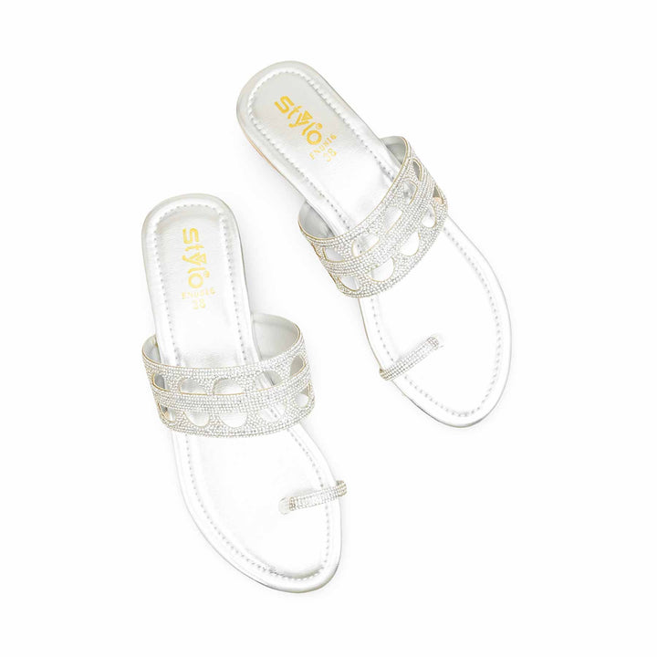 Silver Fancy Chappal For Women FN0816