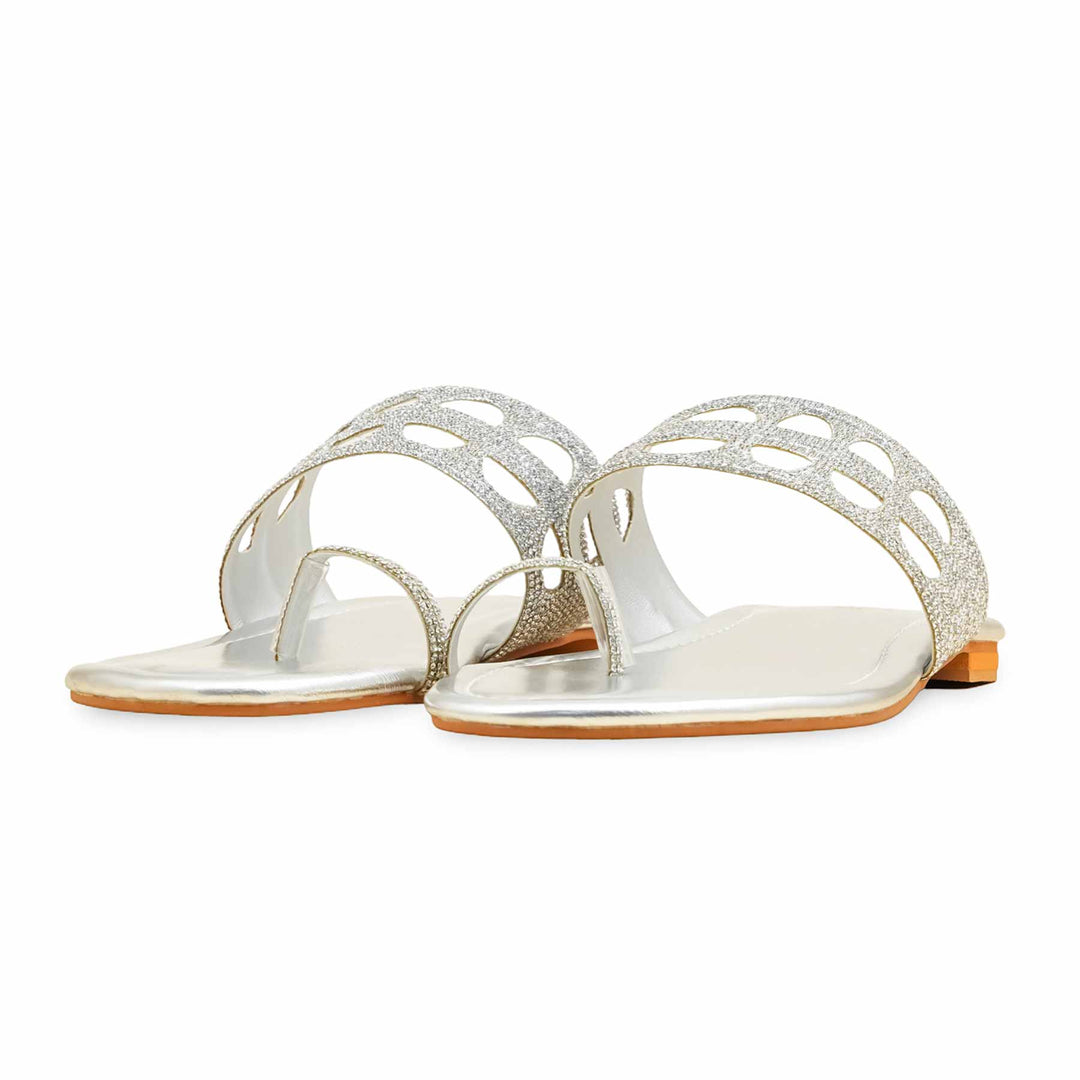 Silver Fancy Chappal For Women FN0816