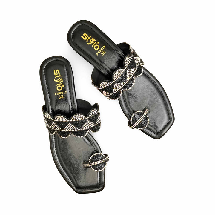 Black Fancy Chappal FN0817