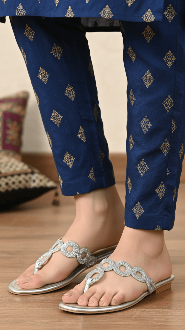Silver Fancy Chappal FN0818