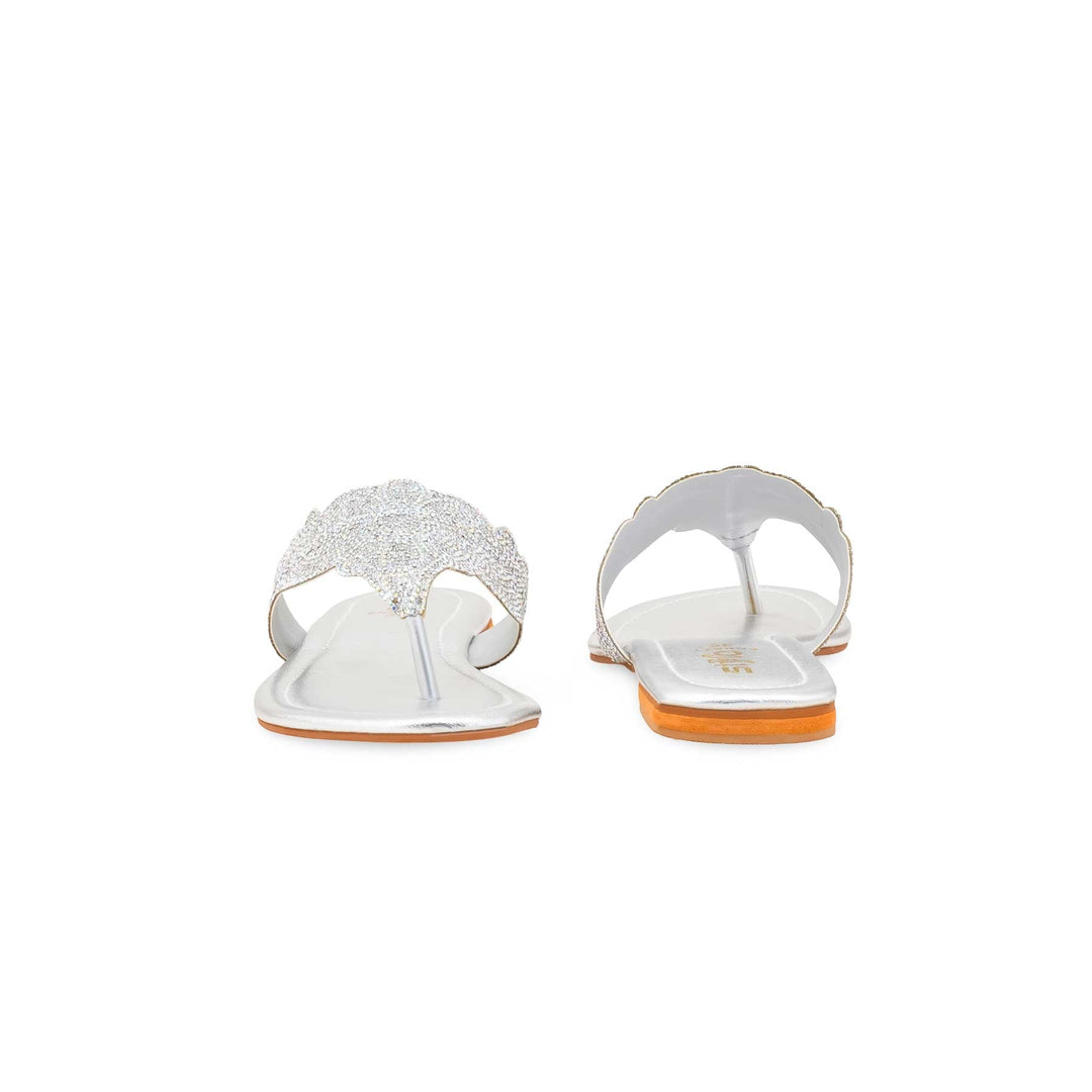 Silver Fancy Chappal For Women FN0827