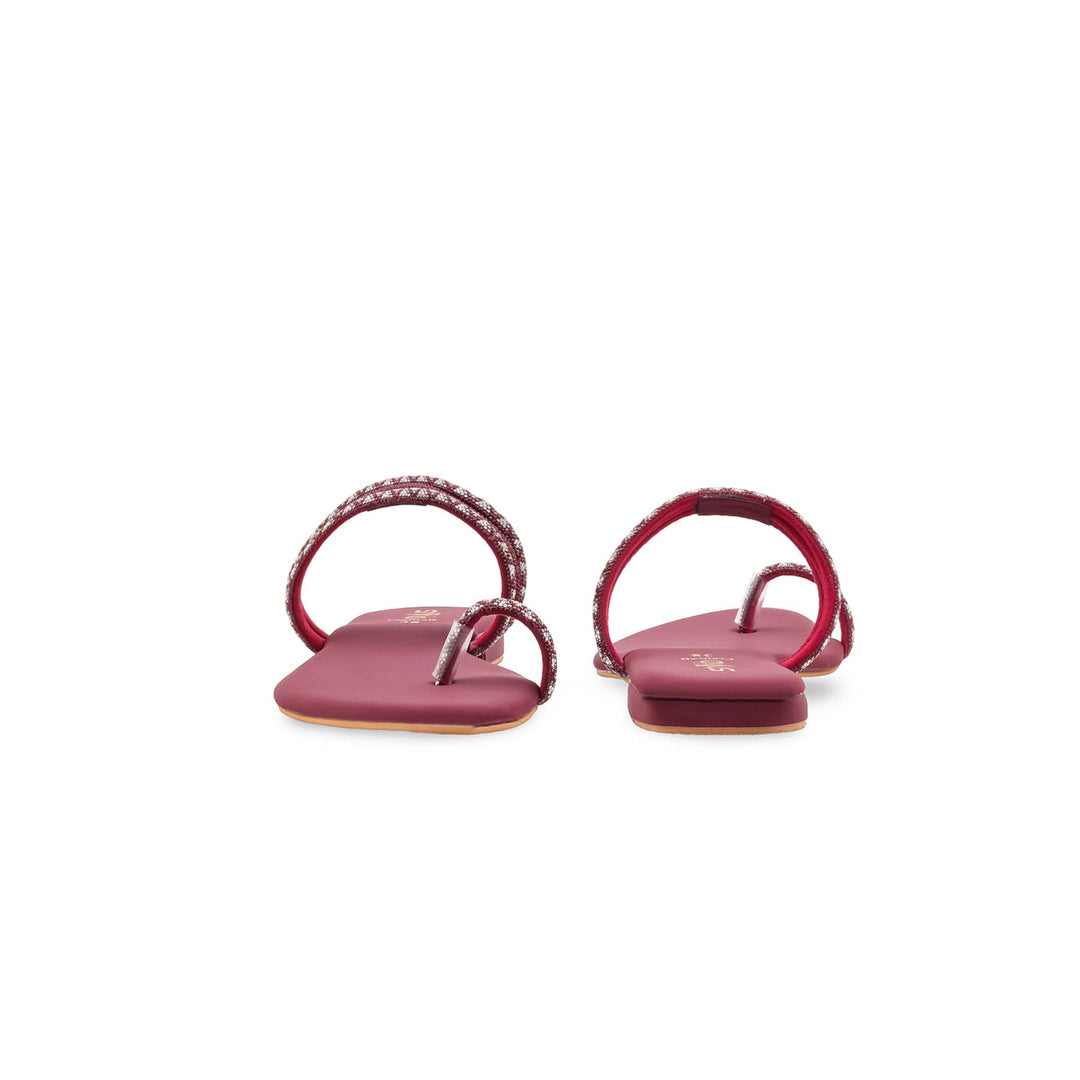 Maroon Fancy Chappal For Women FN0830
