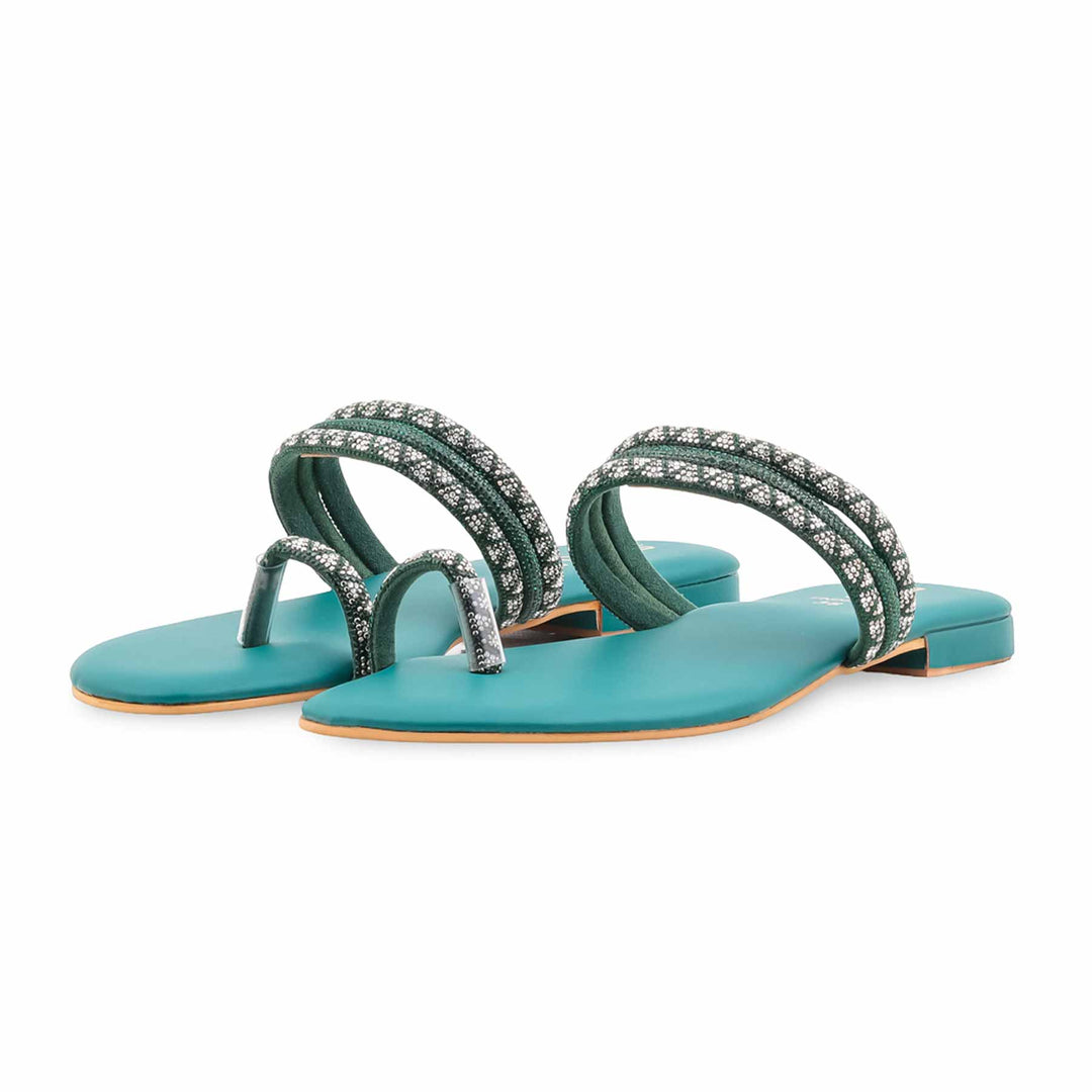 Green Fancy Chappal For Women FN0830