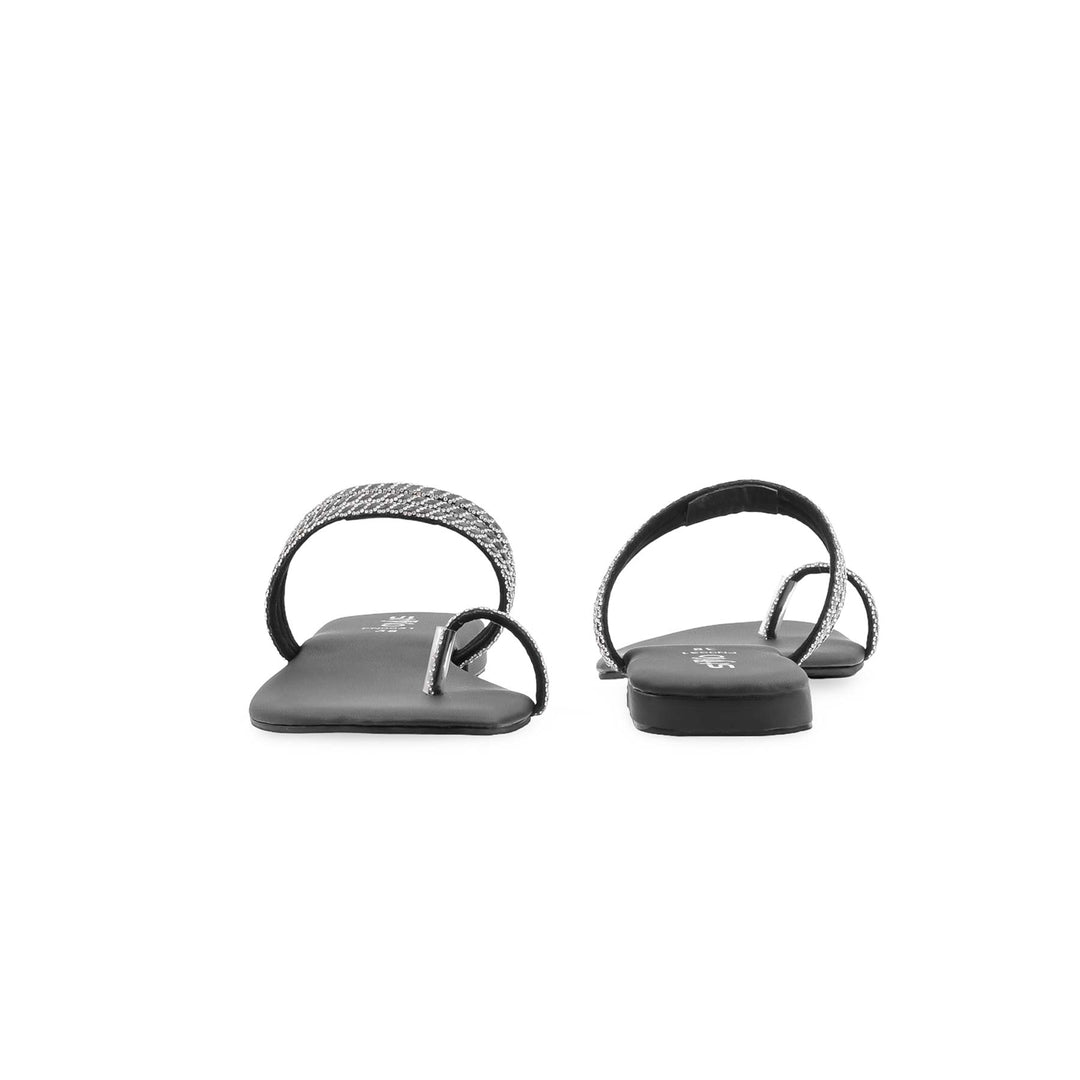 Black Fancy Chappal For Ladies FN0831