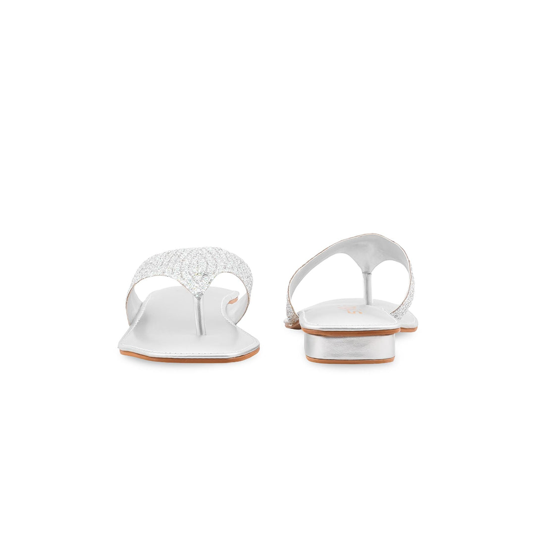 Silver Fancy Chappal For Women FN0832