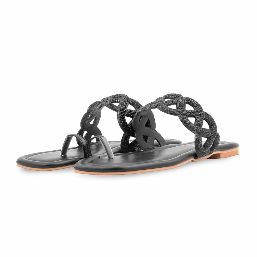 Black Fancy Chappal For Women FN0835