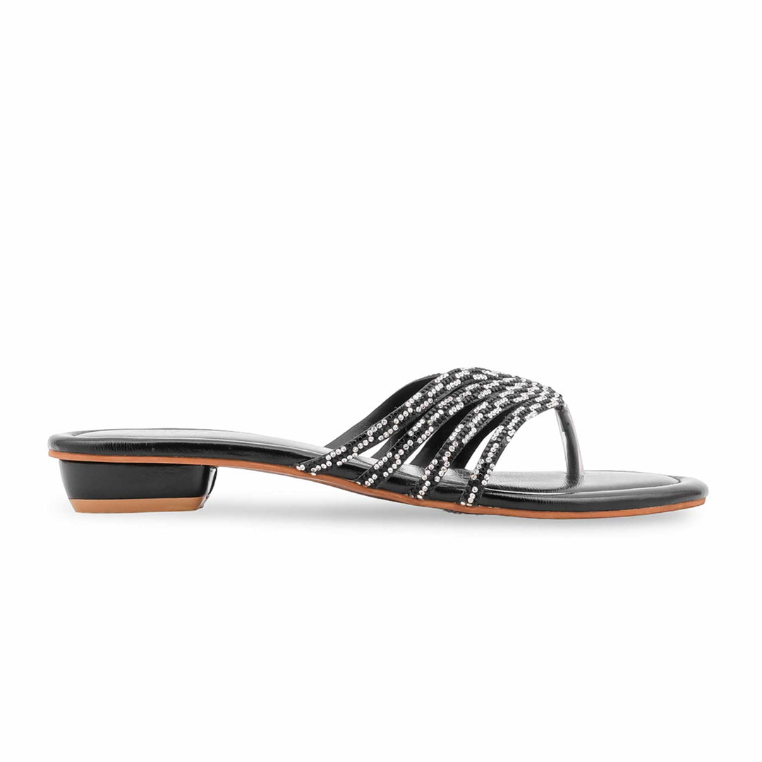 Black Fancy Chappal For Women FN0837