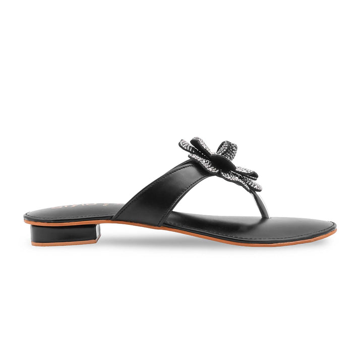 Black Fancy Chappal For Women FN0838