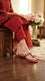 Red Fancy Chappal For Ladies FN0842