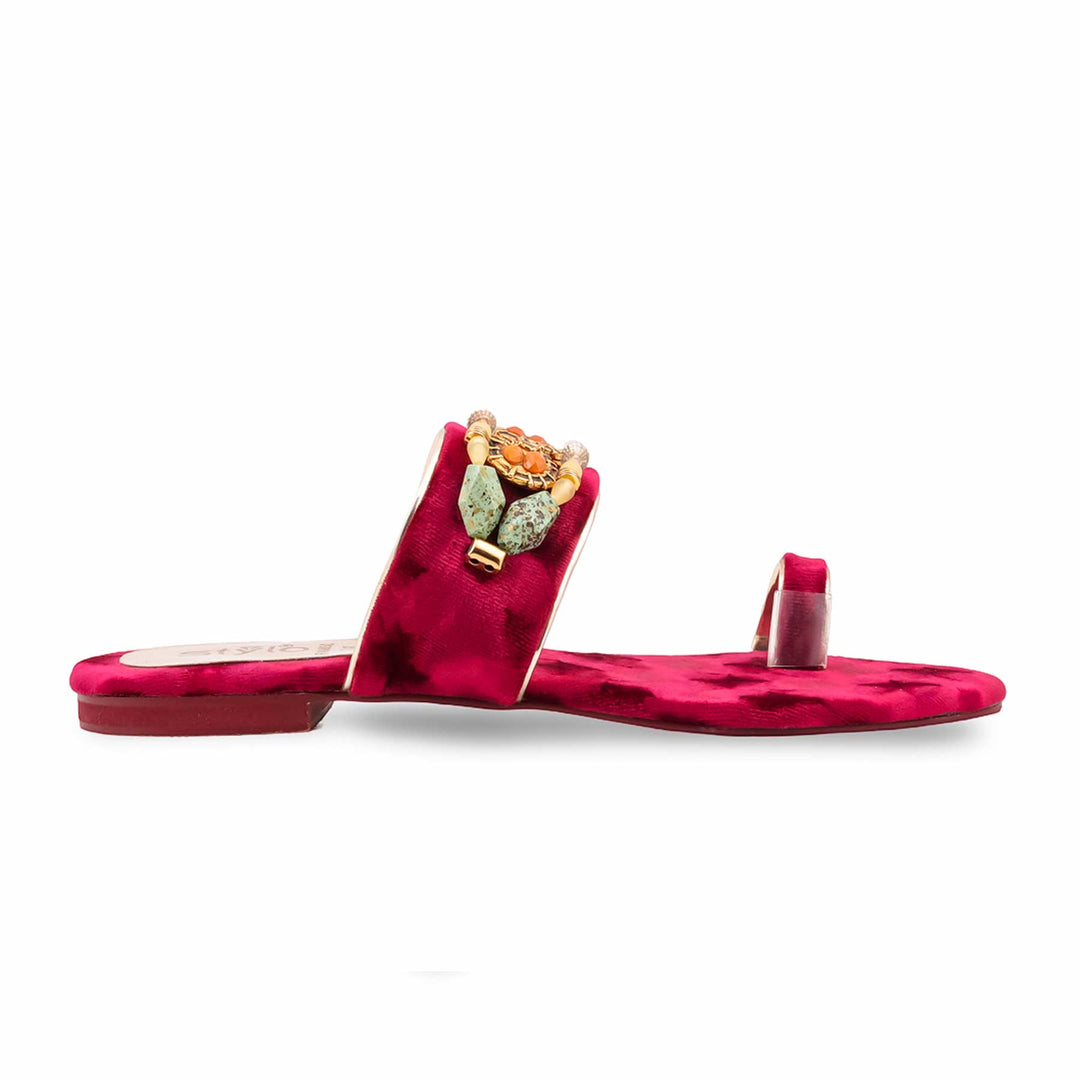 Maroon Fancy Chappal For Ladies FN0851