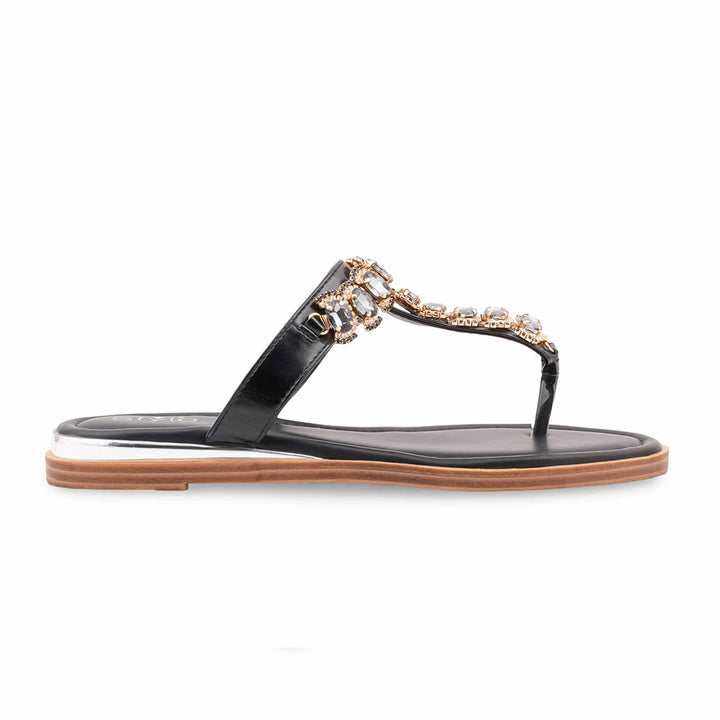 Black Fancy Chappal For Ladies FN0852