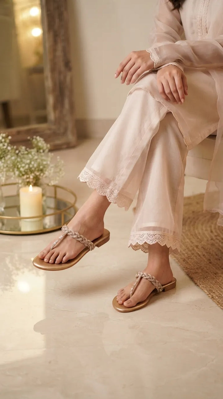 Copper Fancy Chappal For Ladies FN0855
