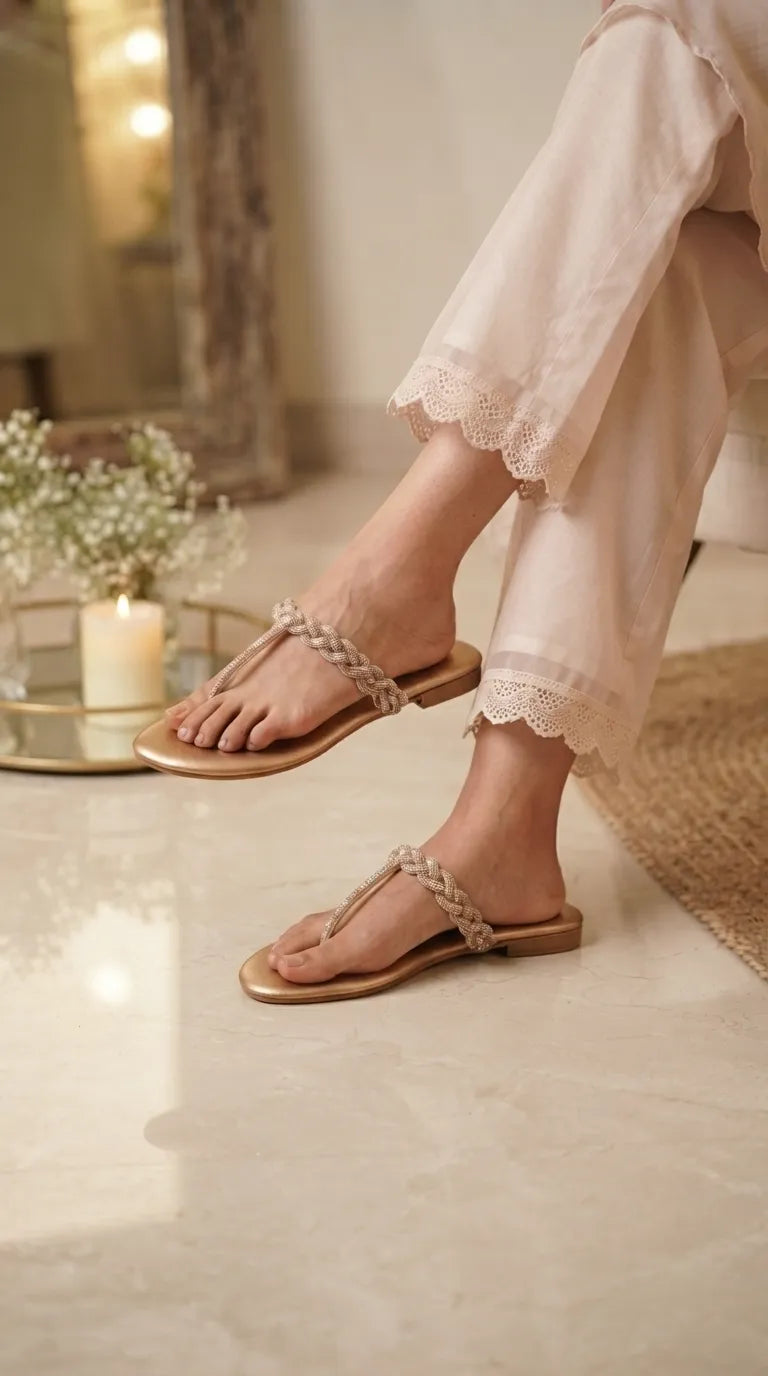 Copper Fancy Chappal For Ladies FN0855