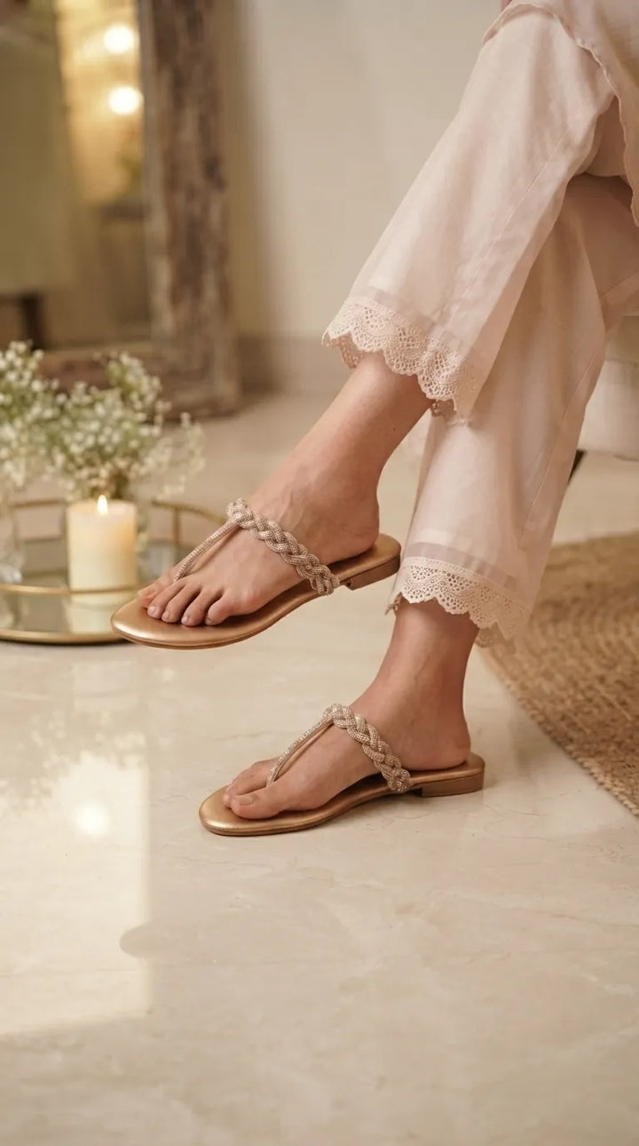 Copper Fancy Chappal For Ladies FN0855