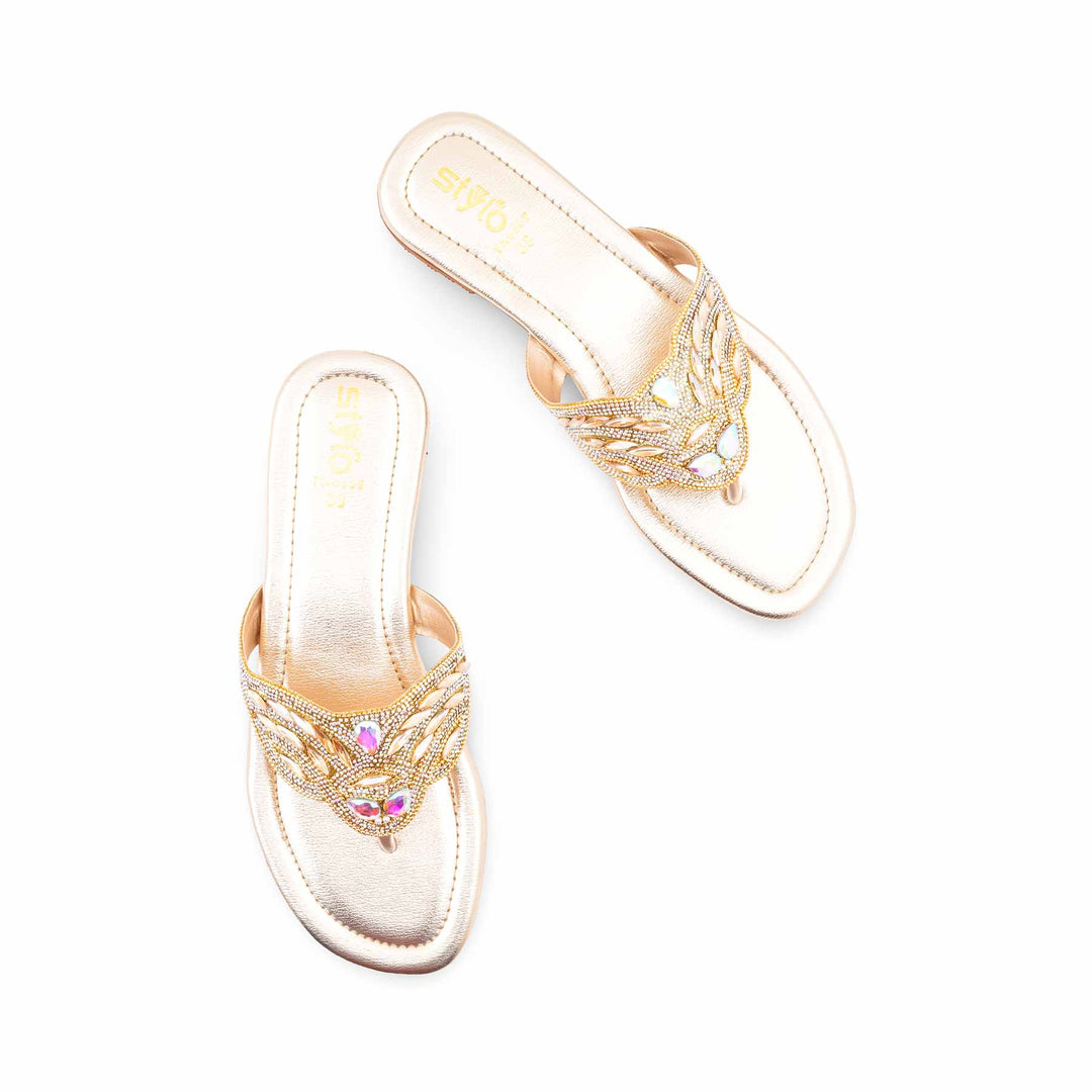 Golden Fancy Chappal For Ladies FN0869