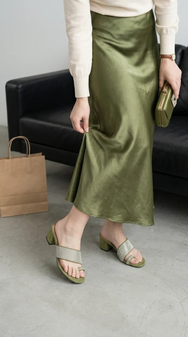 Green Fancy Chappal For Ladies FN0874