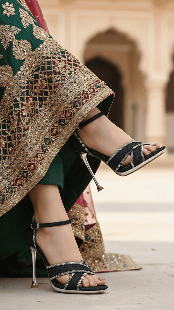 Black Fancy Bridal Sandal FN5779