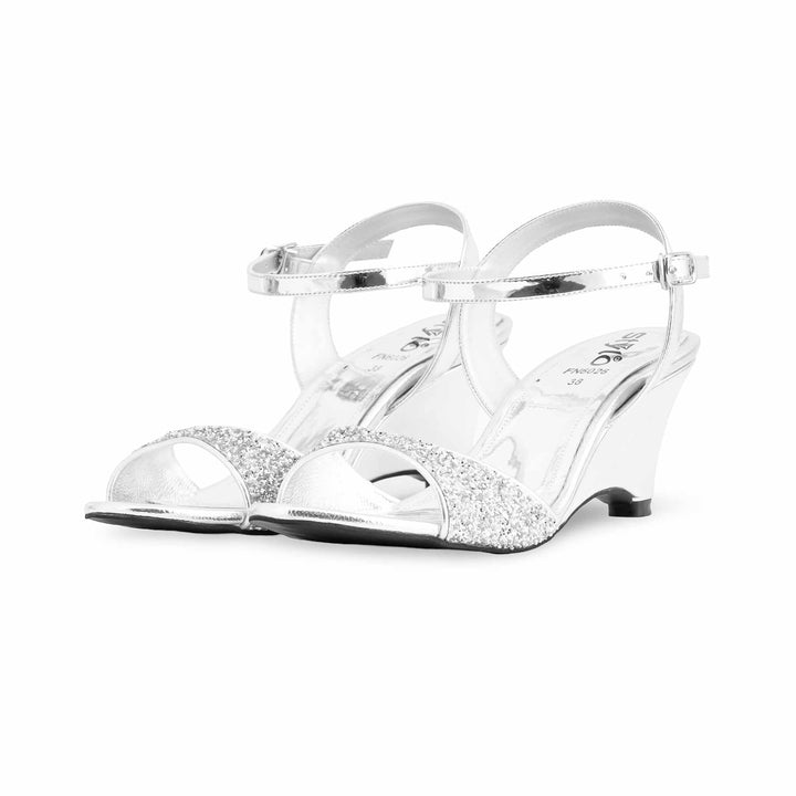 Silver Fancy Sandal For Women FN6026