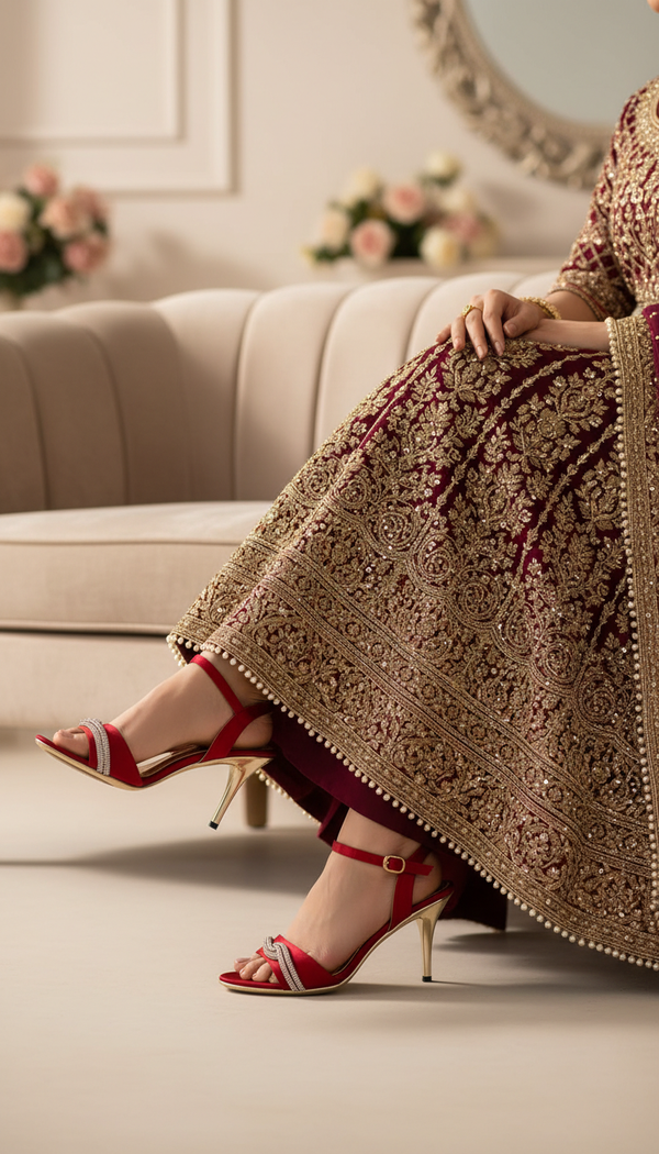 Maroon Fancy Bridal Sandal FN6061