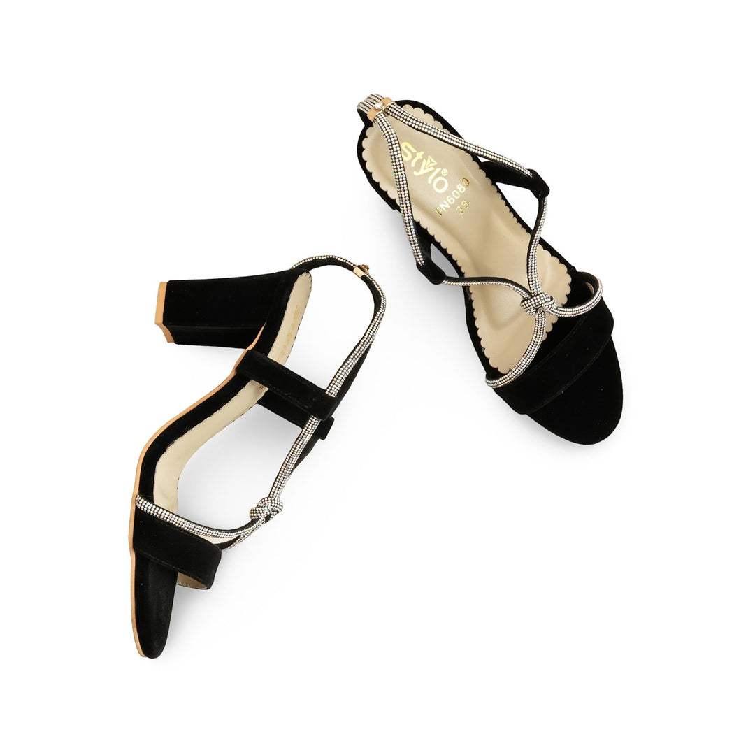 Black Fancy Sandal For Ladies FN6080