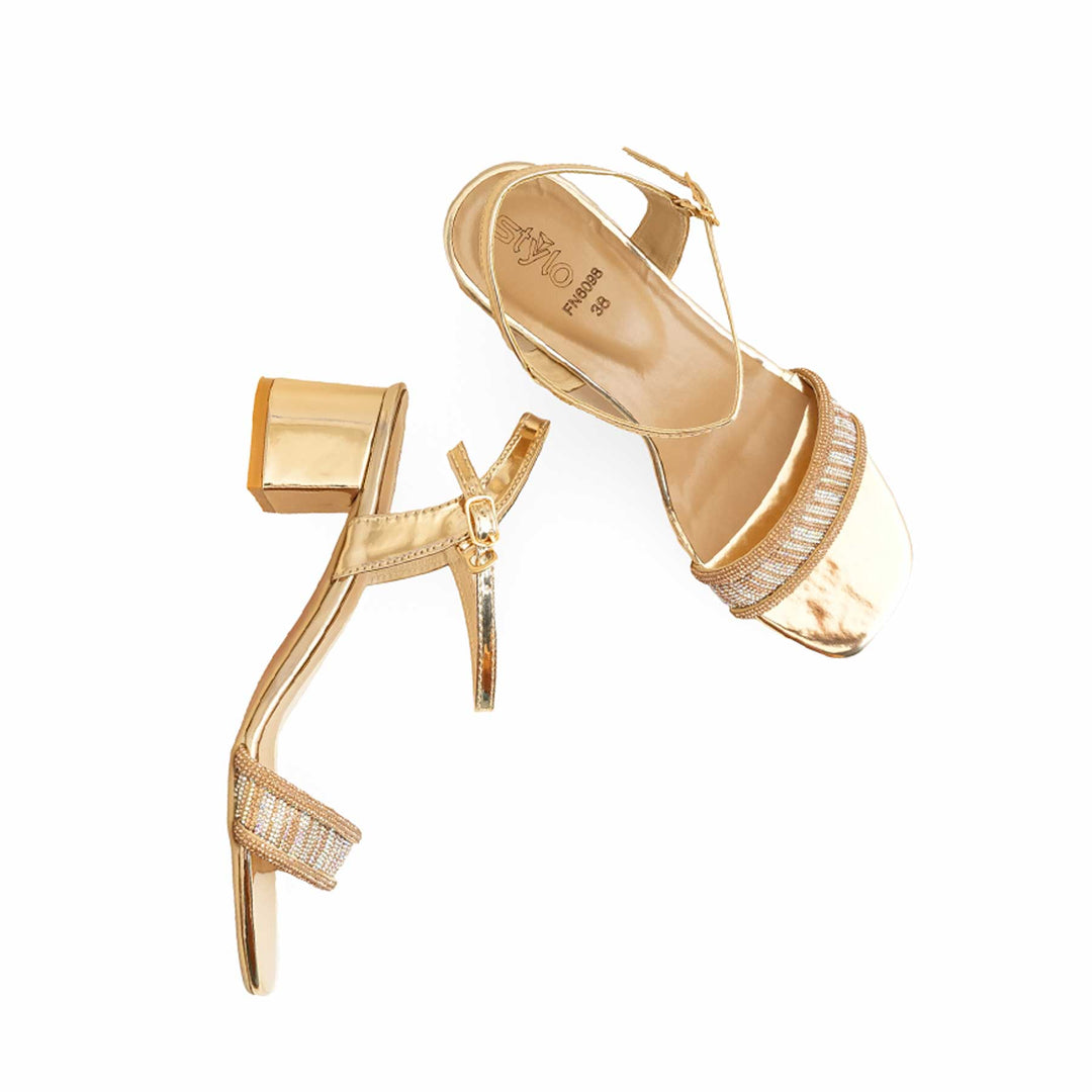 Golden Fancy Sandal For Women FN6098