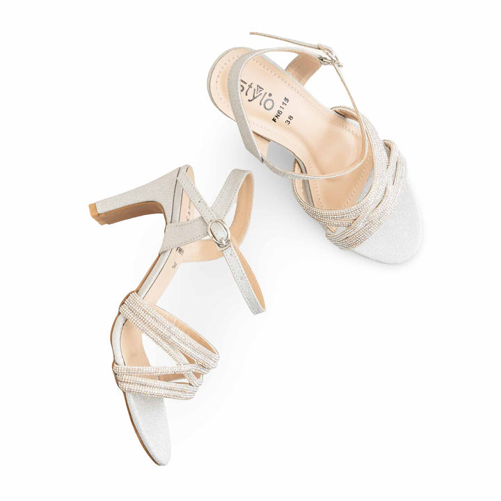 Silver Fancy Sandal For Ladies FN6115