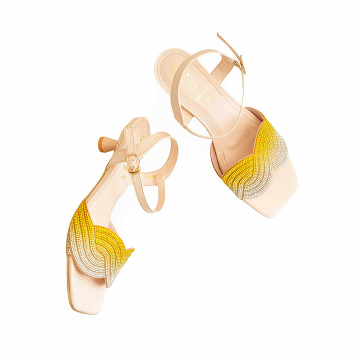 Yellow Fancy Sandal For Women FN6118