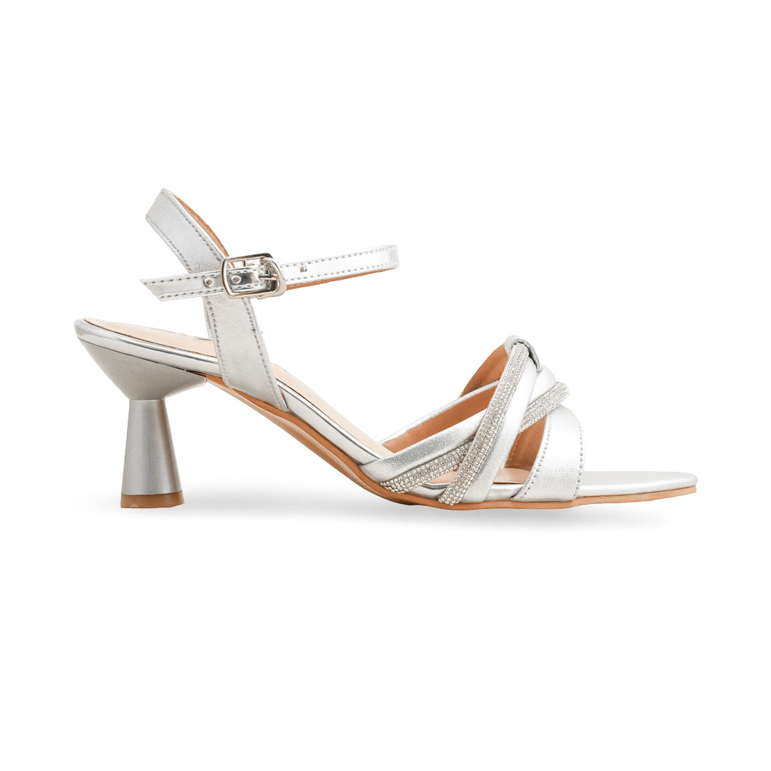 Silver Fancy Sandal For Women FN6135