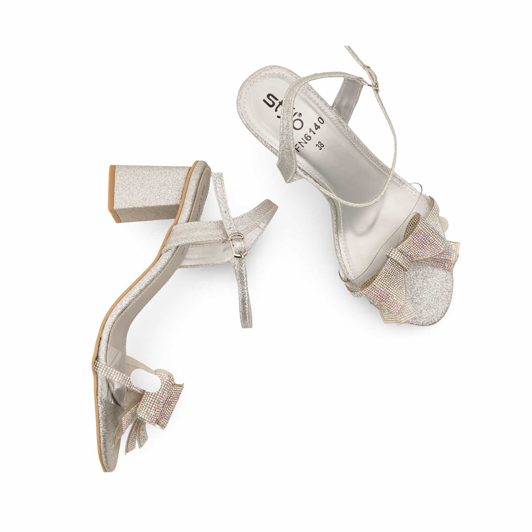 Silver Fancy Sandal For Ladies FN6140
