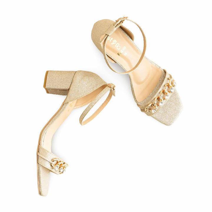 Golden Fancy Sandal For Ladies FN6146