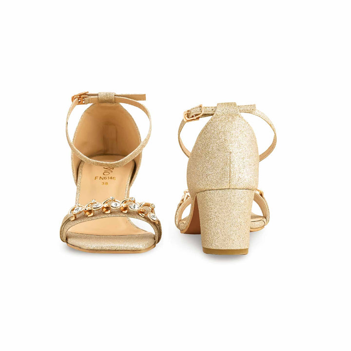 Golden Fancy Sandal For Ladies FN6146