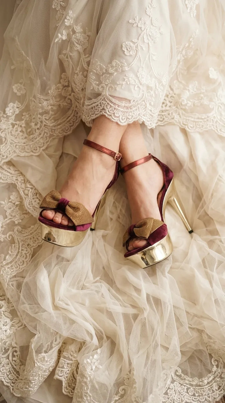 Maroon Fancy Bridal Sandal FN6156