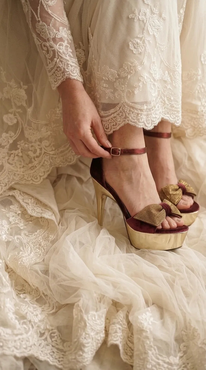 Maroon Fancy Bridal Sandal FN6156