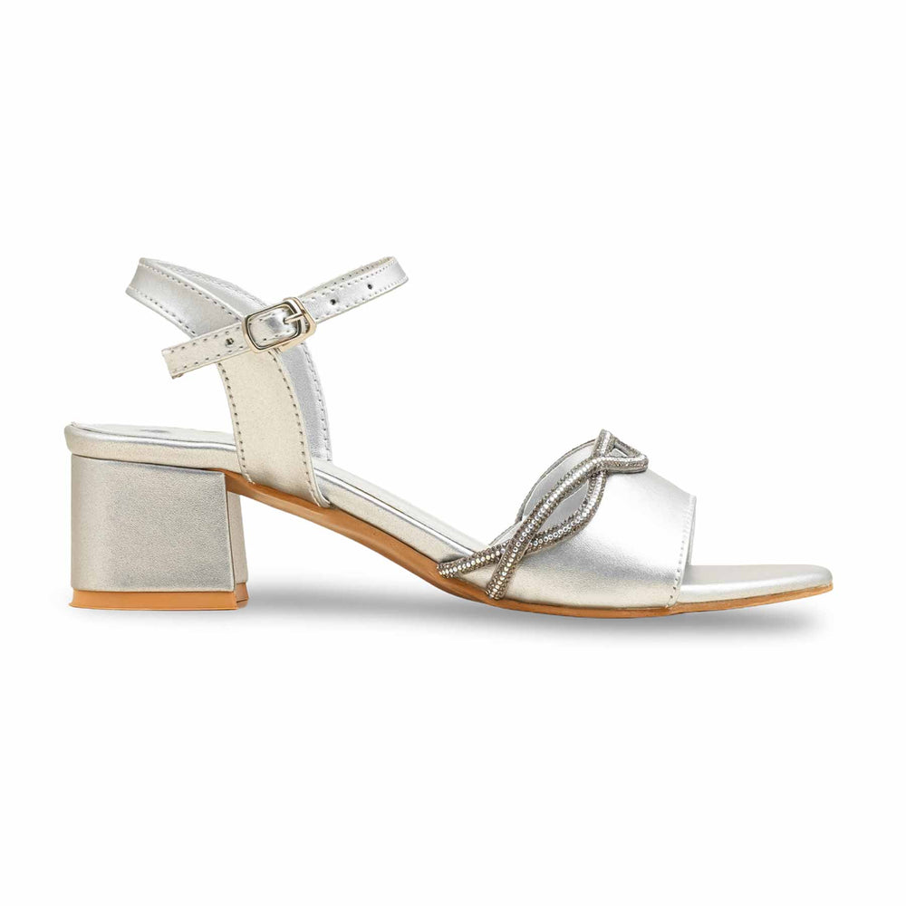 Silver Fancy Sandal For Women FN6158