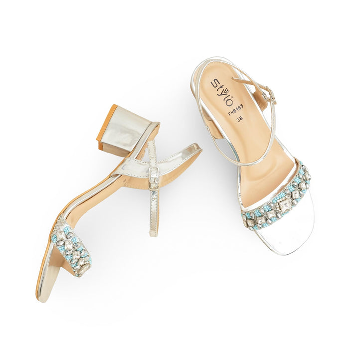 Silver Fancy Sandal For Women FN6165