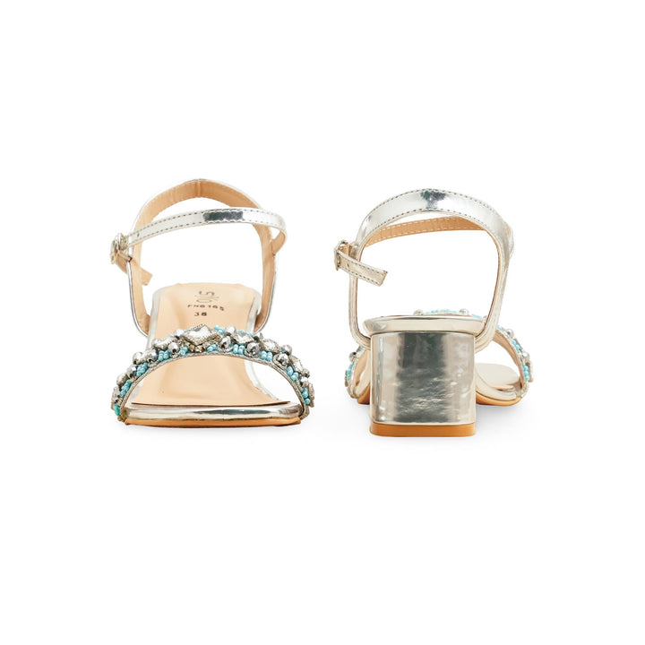 Silver Fancy Sandal For Women FN6165